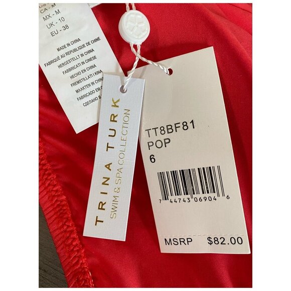 Trina Turk NWT $82 Getaway Off-the-Shoulder Top in Orange Poppy Women's Sz 6 - Picture 6 of 7